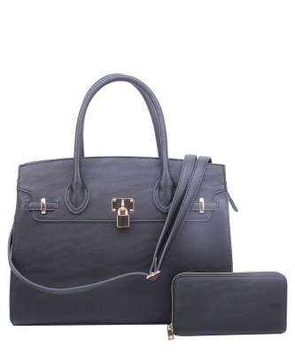 Fashion Padlock 2in1 Satchel WU1096W BLACK
